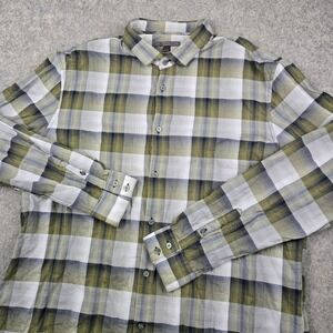 John Varvatos Button Up Shirt Mens XL Green Plaid Long Sleeve Casual Designer